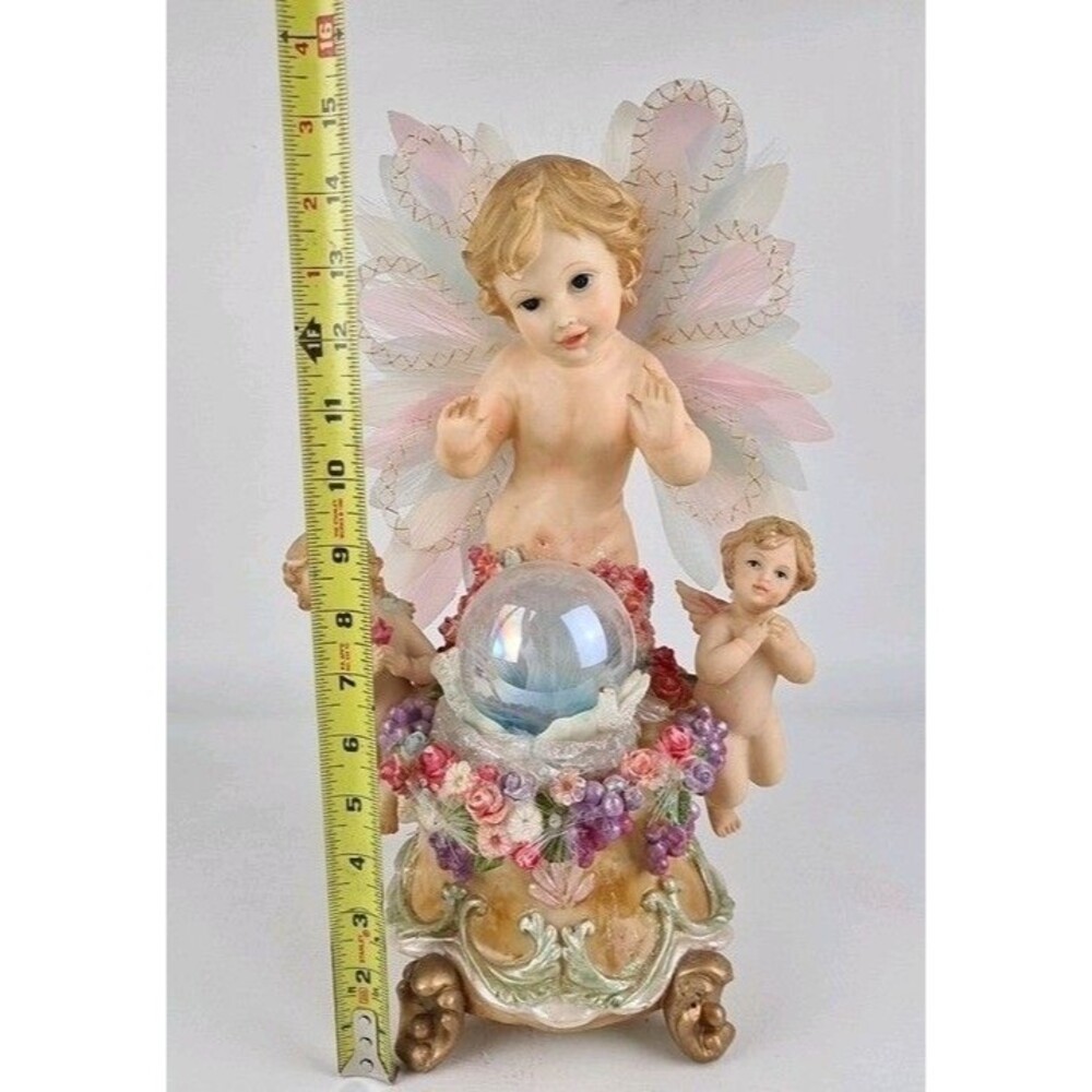 Vintage Fiber Optic Angel Cherub Lamp Color Changing Lighted Garden Statue 14" - Picture 2 of 5